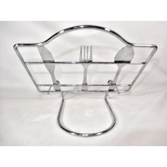 Utensils Spoon Fork Knife Cookbook Holder 9.5 x 8.5 inches Silver Metal Color - Picture 3 of 4